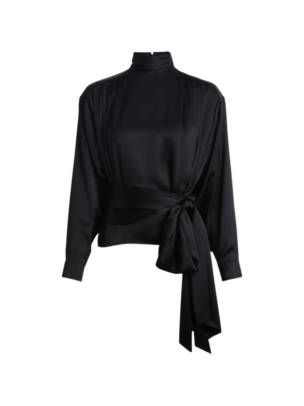 Balmain Zijden-satijnen blouse met strikdetail Zwart