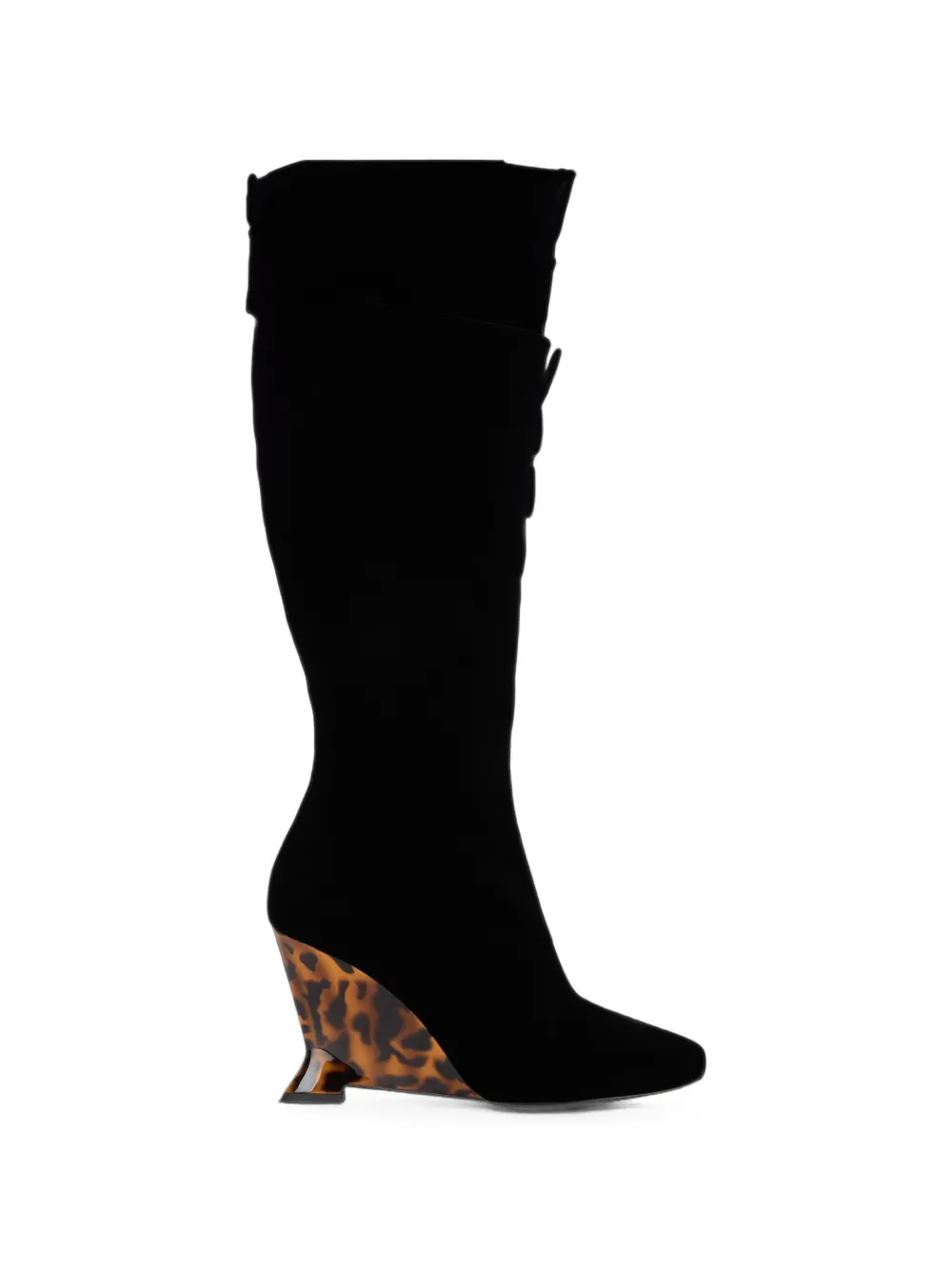 Balmain wedge boots in velvet in Black