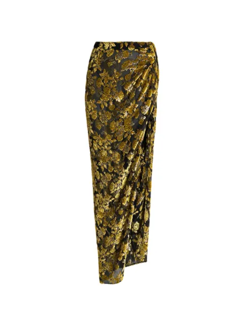 Balmain long velvet jacquard skirt