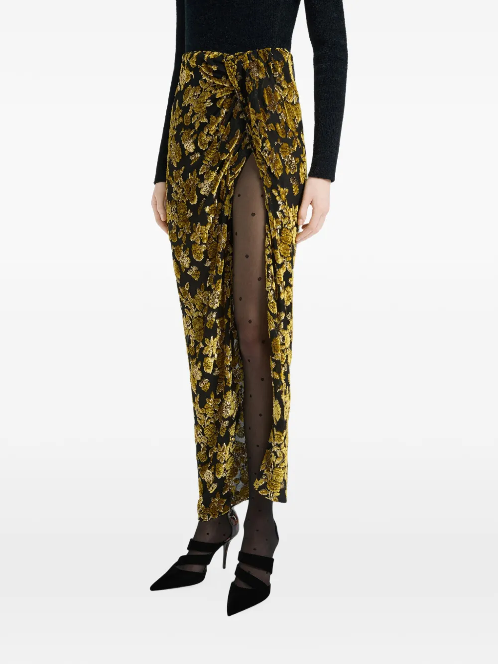 Balmain Fluwelen maxi-rok met jacquard Zwart