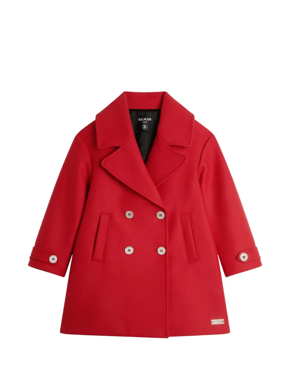 Balmain Kids Jas met dubbele rij knopen en knoop chetten Rood