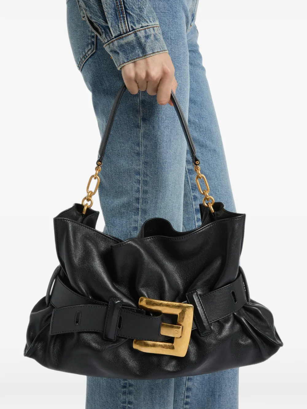 Balmain Medium Anthem tas van glad leer Zwart