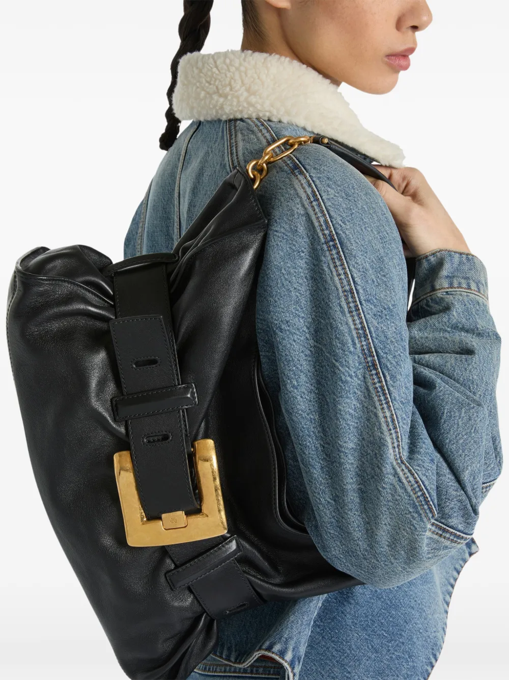 Balmain Medium Anthem tas van glad leer Zwart