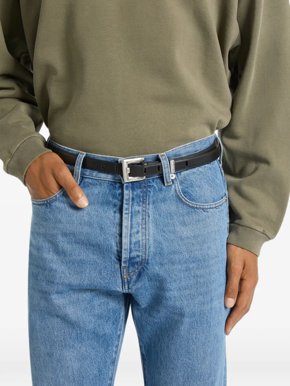 Balmain Anthem riem van glad leer Zwart