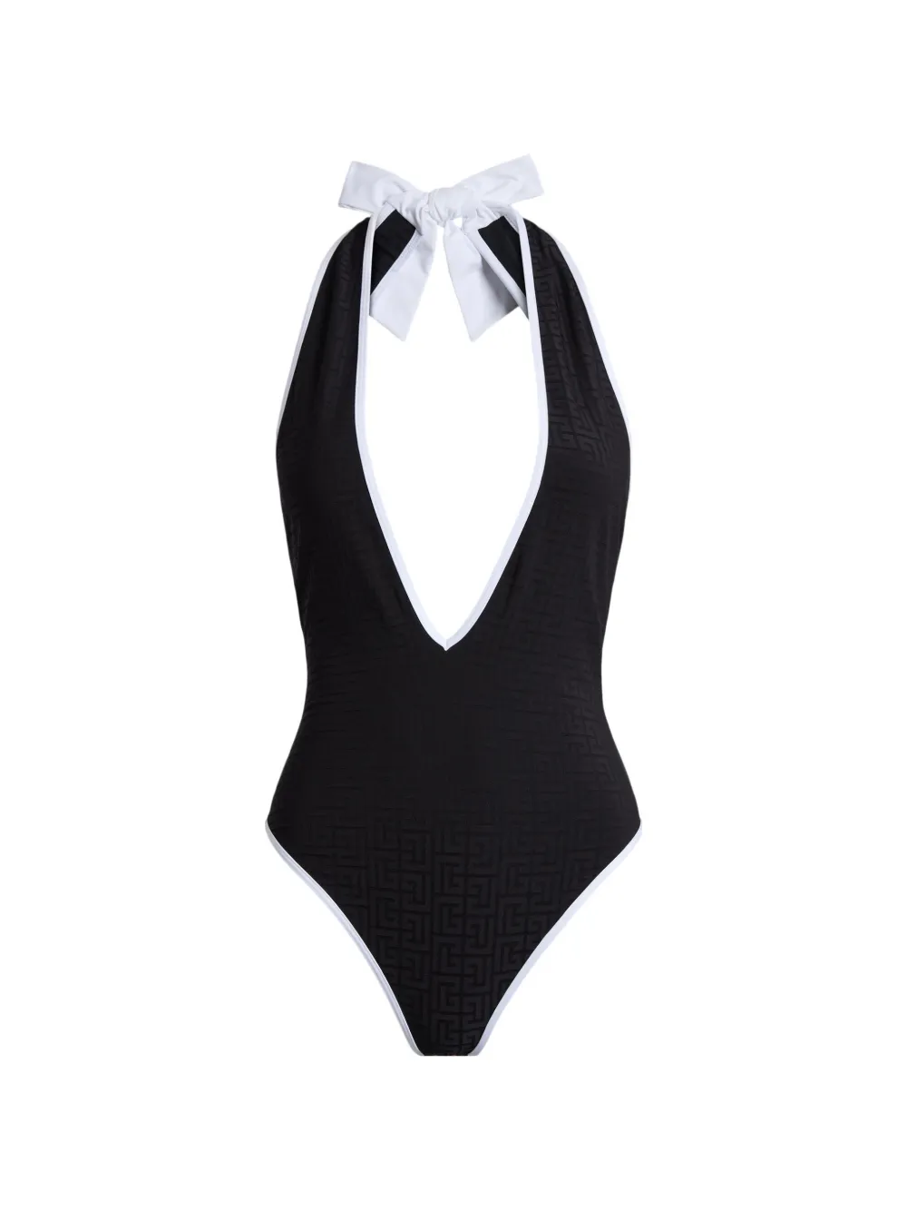Balmain Lycra Badeanzug mit Monogramm - Schwarz