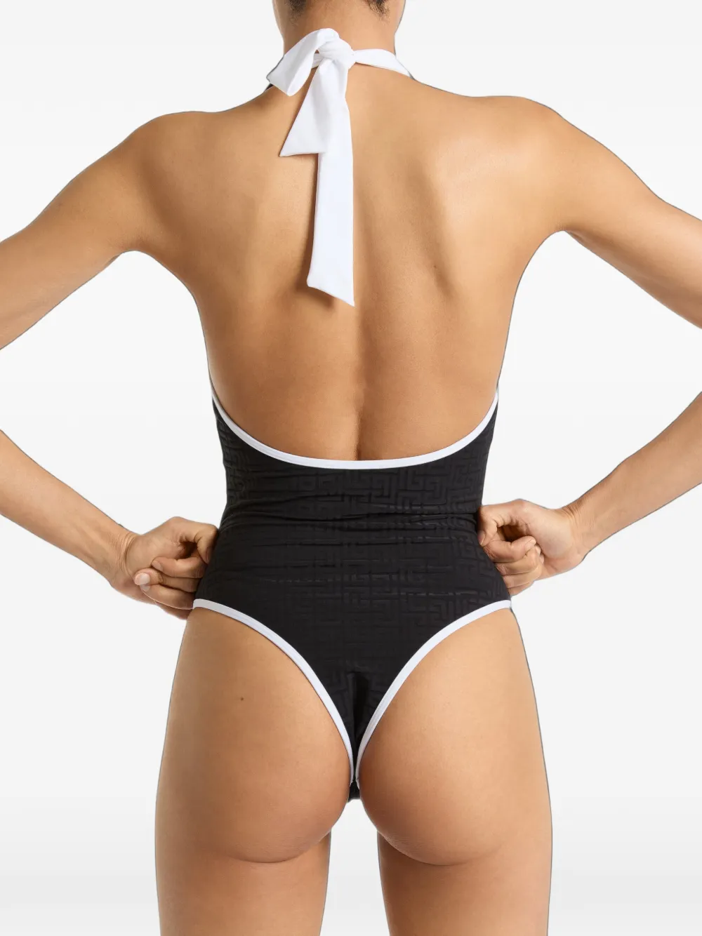 Balmain Lycra badpak met monogram Zwart