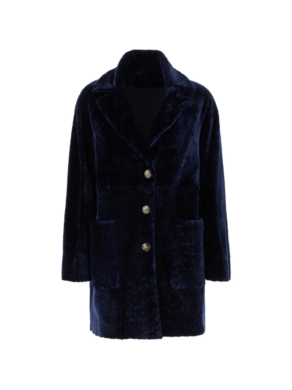 Aspesi Long-sleeve Buttoned Coat In Blue