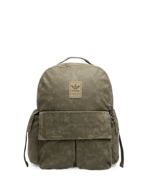 adidas washed-effect logo-patch backpack