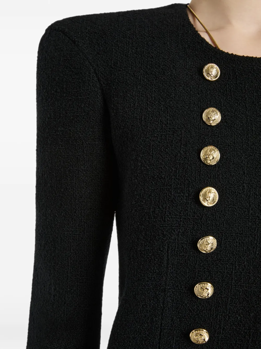 Balmain Tweed jack met goudkleurige knopen Zwart
