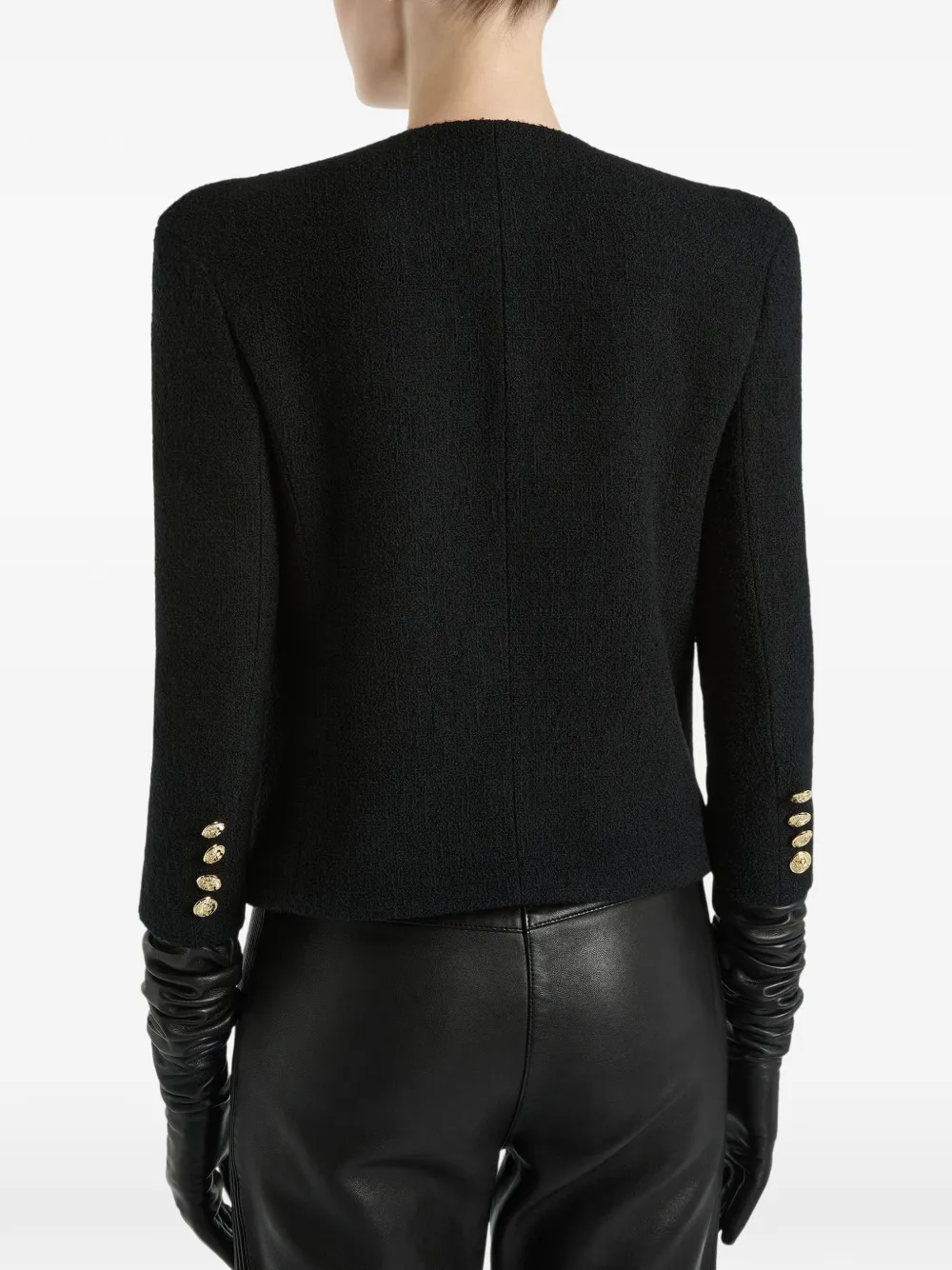 Balmain Tweed jack met goudkleurige knopen Zwart