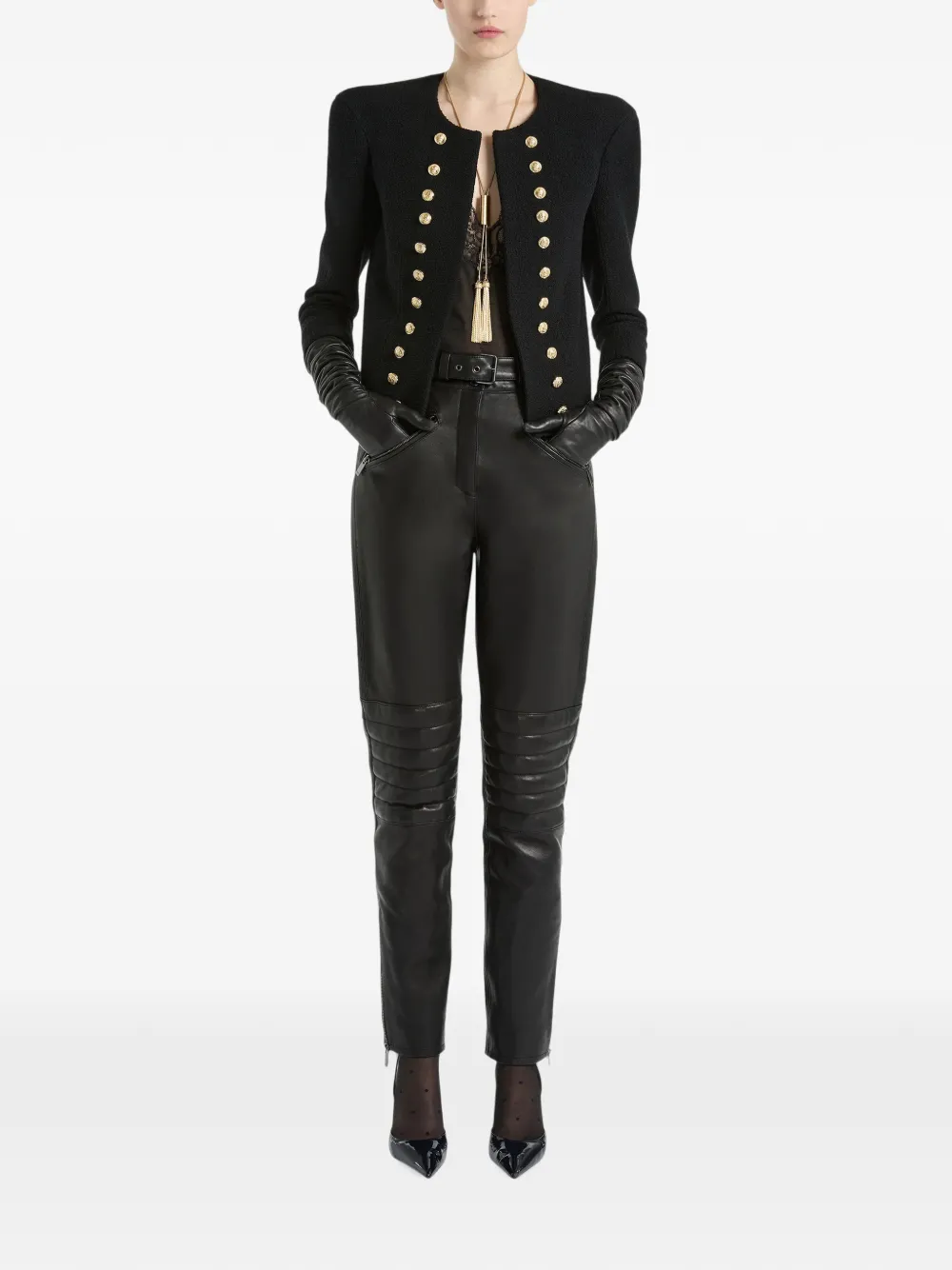 Balmain Tweed jack met goudkleurige knopen Zwart