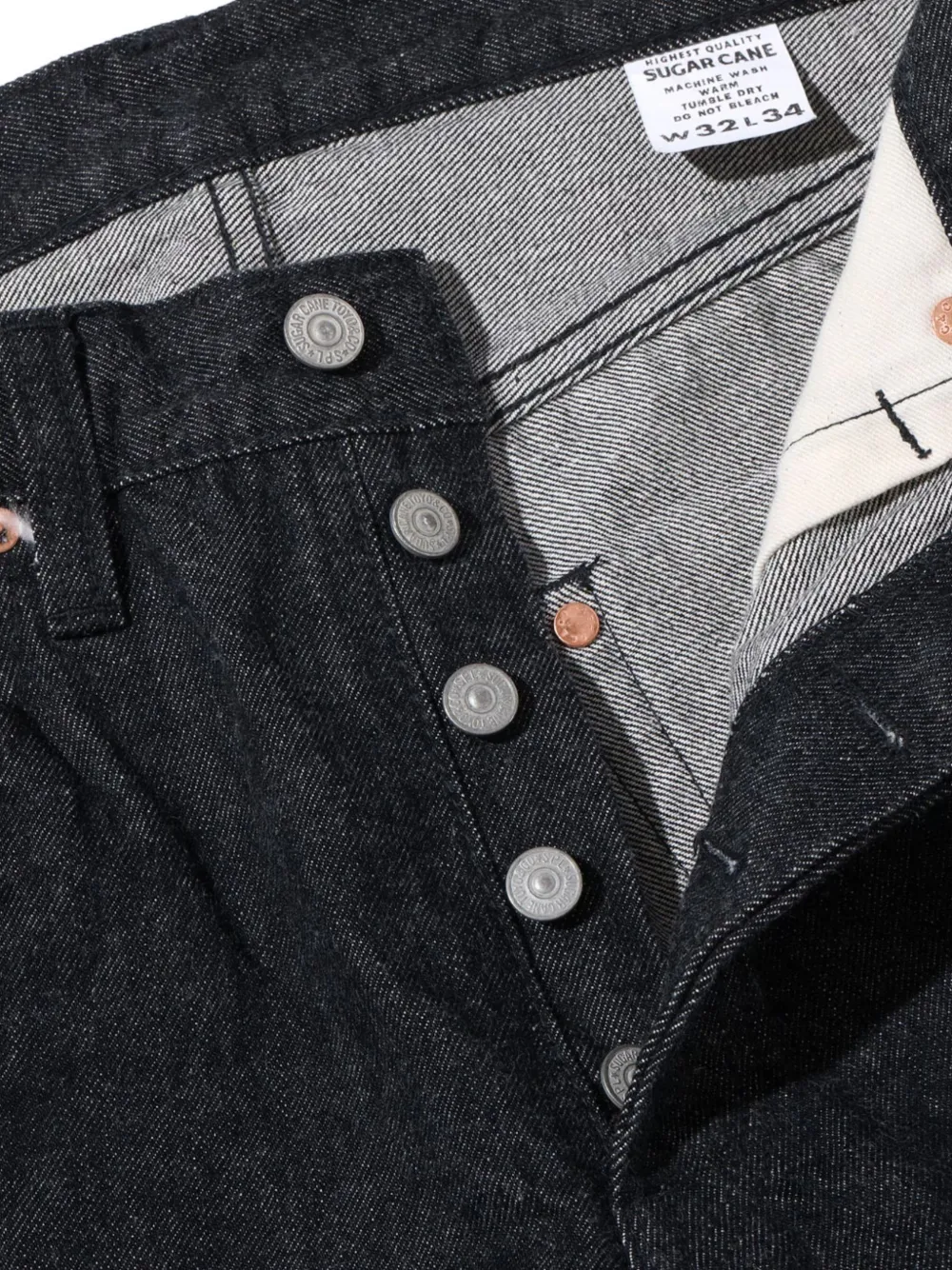 Sugar Cane Jeans Selvedge denim straight jeans Zwart