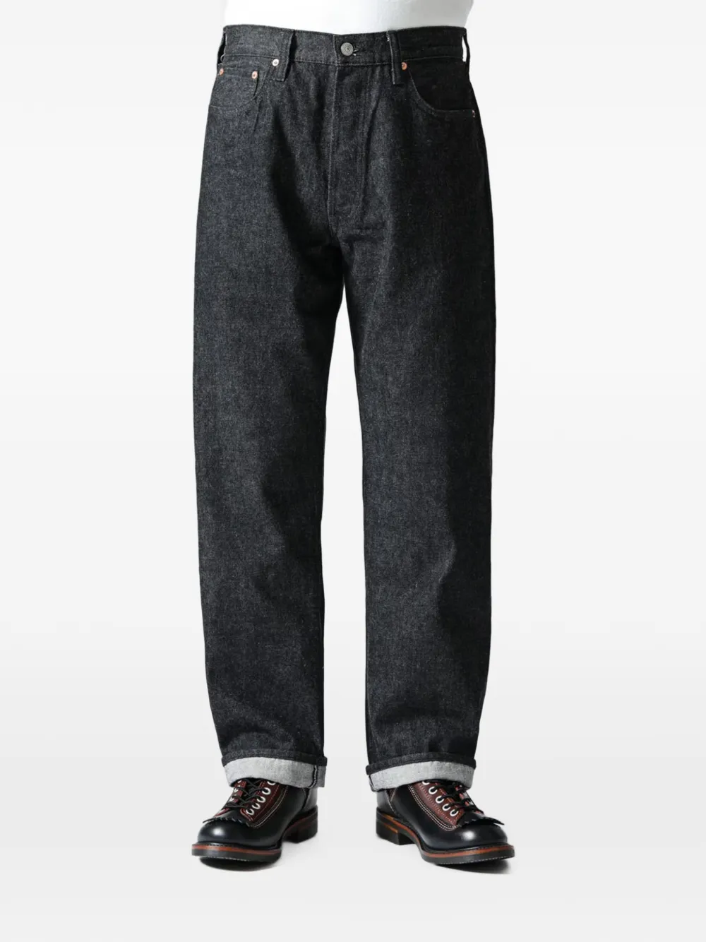 Sugar Cane Jeans Selvedge denim straight jeans Zwart