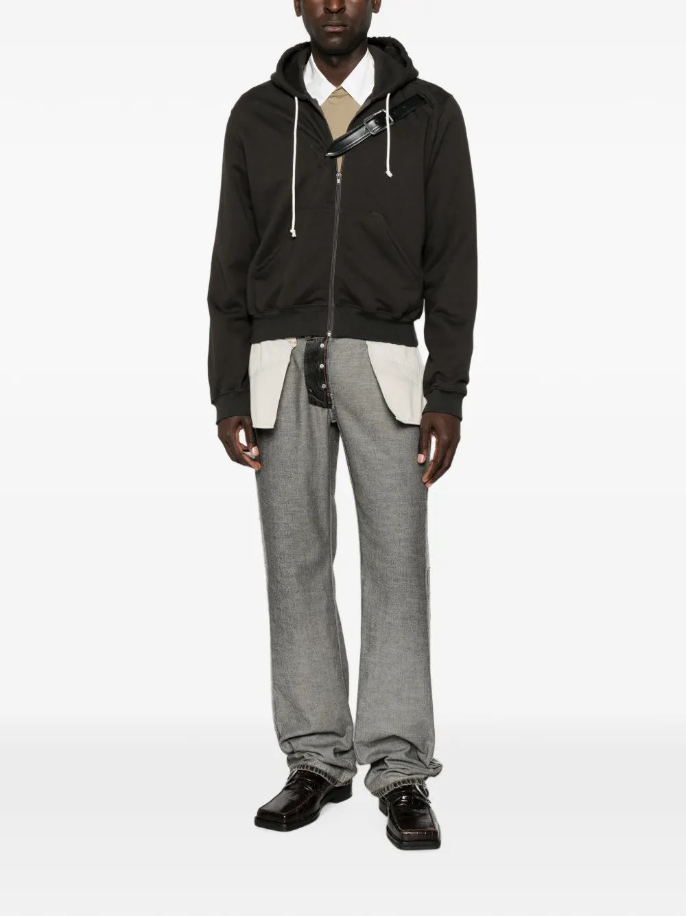 Magliano Hoodie met riemdetail en rits Bruin