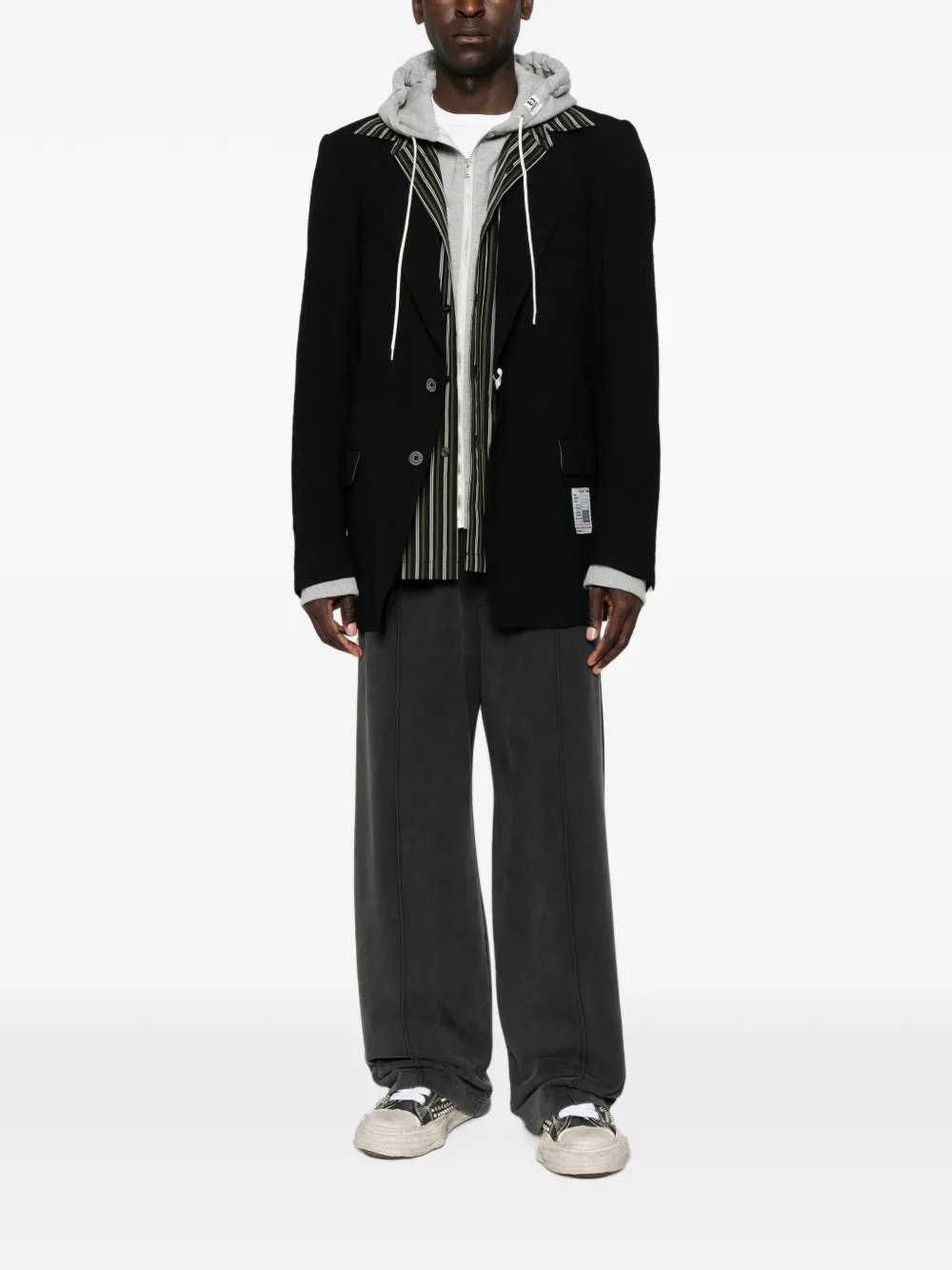 Maison MIHARA YASUHIRO Gelaagd jack met capuchon Zwart