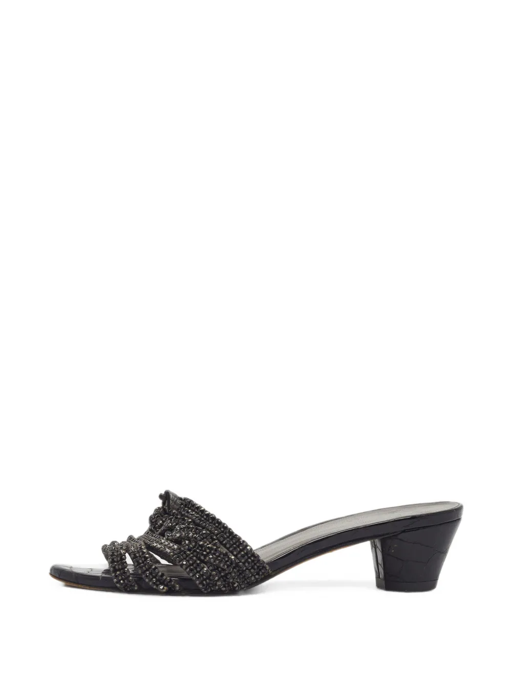Gina sandales à embossage croco ornées de cristaux - Noir Gina sandales à embossage croco ornées de cristaux - Noir