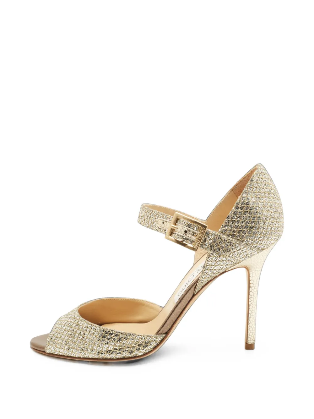Jimmy Choo Pre-Owned glitter-finish Mary Jane pumps - Gold