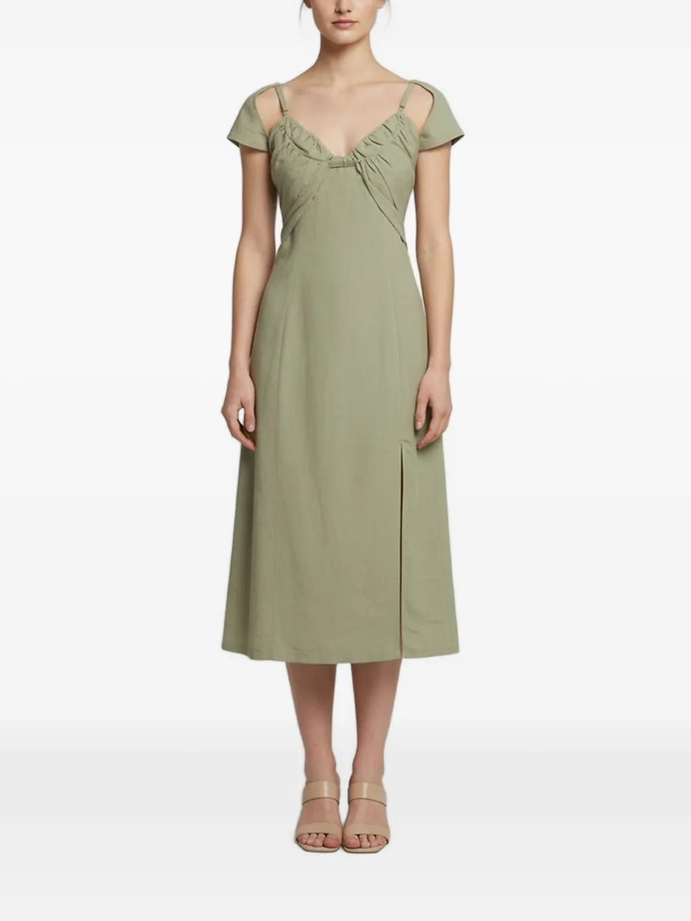 Jacquemus Pre-Owned robe mi-longue L’Amour Tovallo à fronces - Vert Jacquemus Pre-Owned robe mi-longue L’Amour Tovallo à fronces - Vert