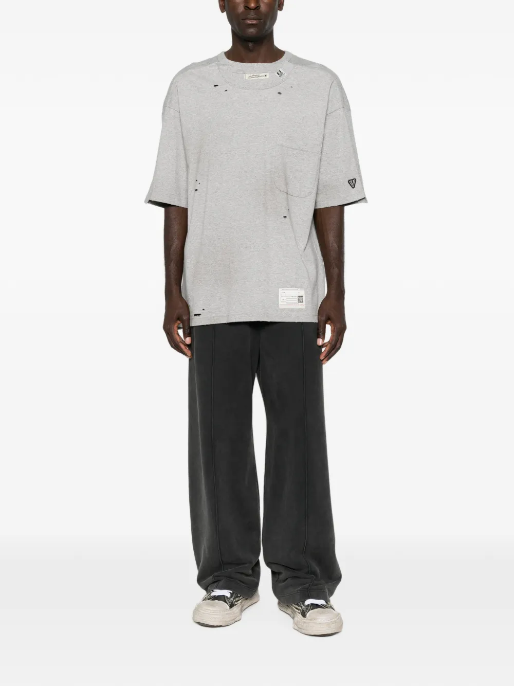 Maison MIHARA YASUHIRO T-shirt met gelaagd detail en gerafeld effect Grijs