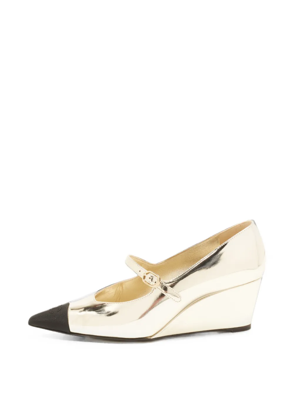 CHANEL Pre-Owned CC Mary Janes mit Wedge-Absatz - Gold