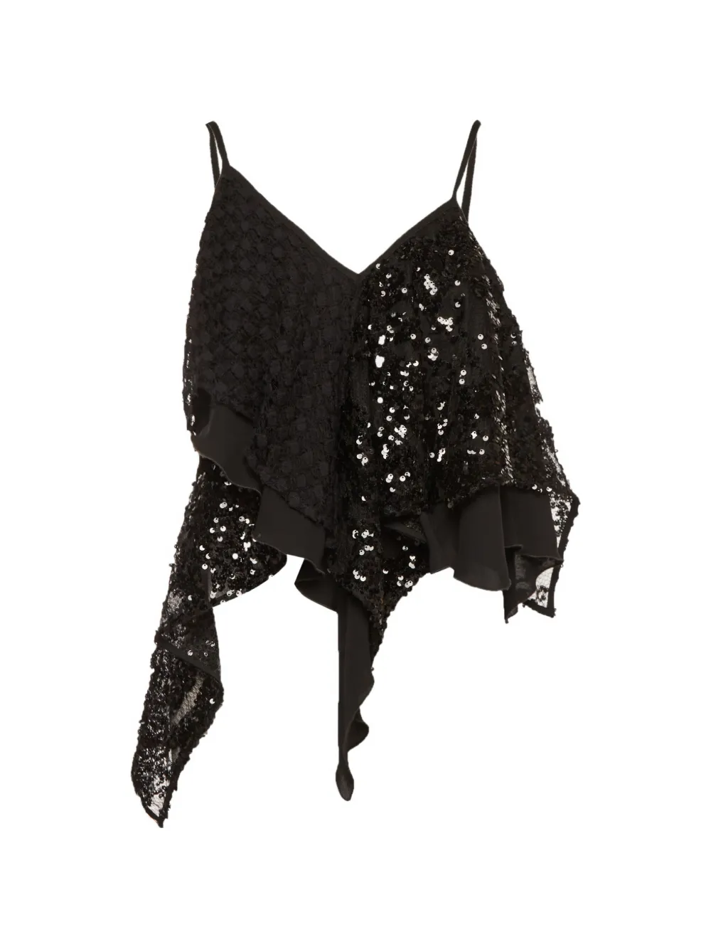 The Attico Thelma sequin-embellished asymmetric top - Nero