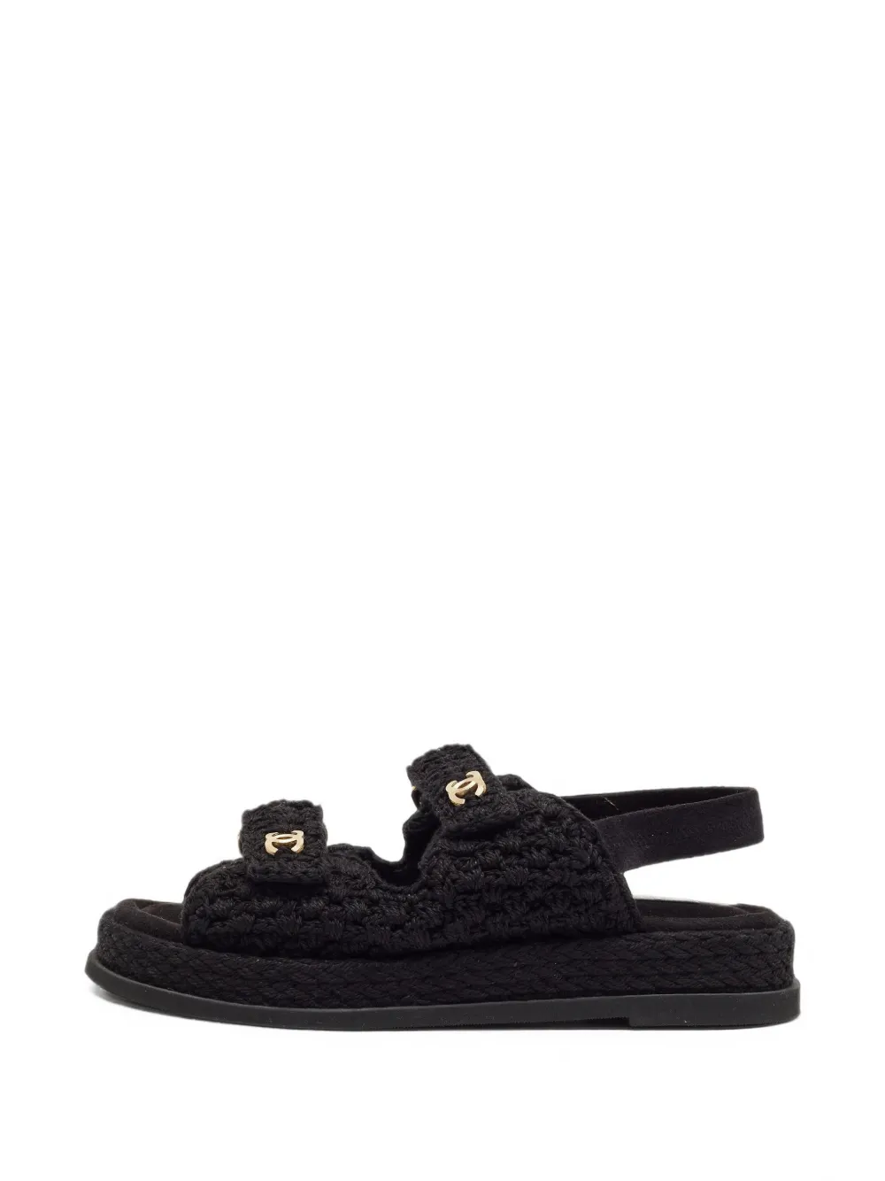 CHANEL Pre-Owned Gehäkelte Sandalen mit CC - Schwarz