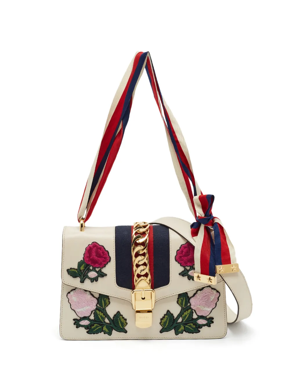 Gucci Pre-Owned Slyvie floral-embroidered shoulder bag - Toni neutri