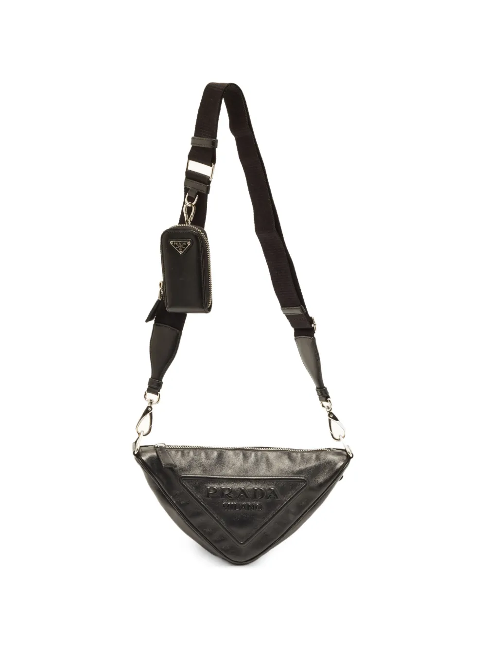 Prada Pre-Owned Triangle embossed shoulder bag - Nero