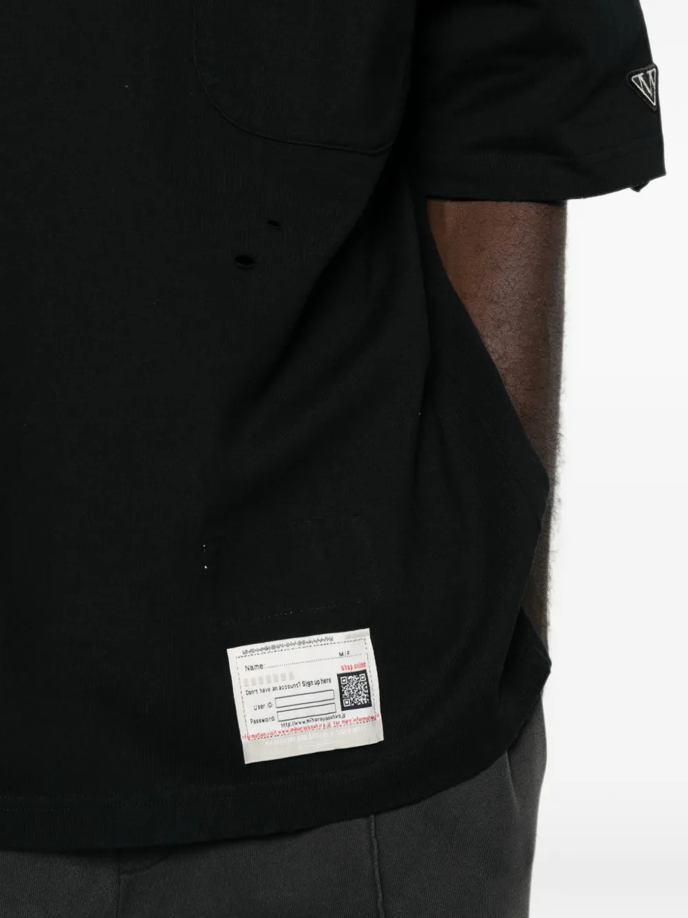 Maison MIHARA YASUHIRO Gelaagd T-shirt met gerafeld effect Zwart