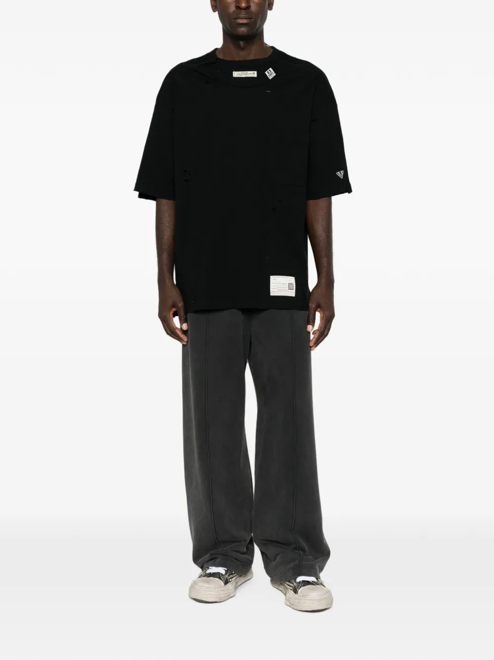Maison MIHARA YASUHIRO Gelaagd T-shirt met gerafeld effect Zwart