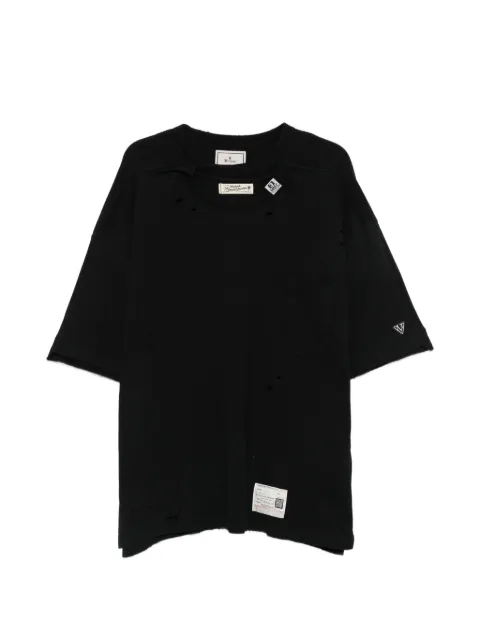 Maison MIHARA YASUHIRO camiseta con cuello a capas y efecto envejecido