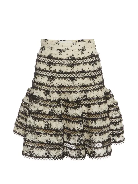 ZIMMERMANN embroidered lace-trim mini skirt