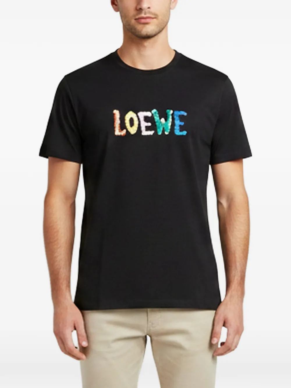 Pre-owned Loewe Logo-embroidered T-shirt In Black