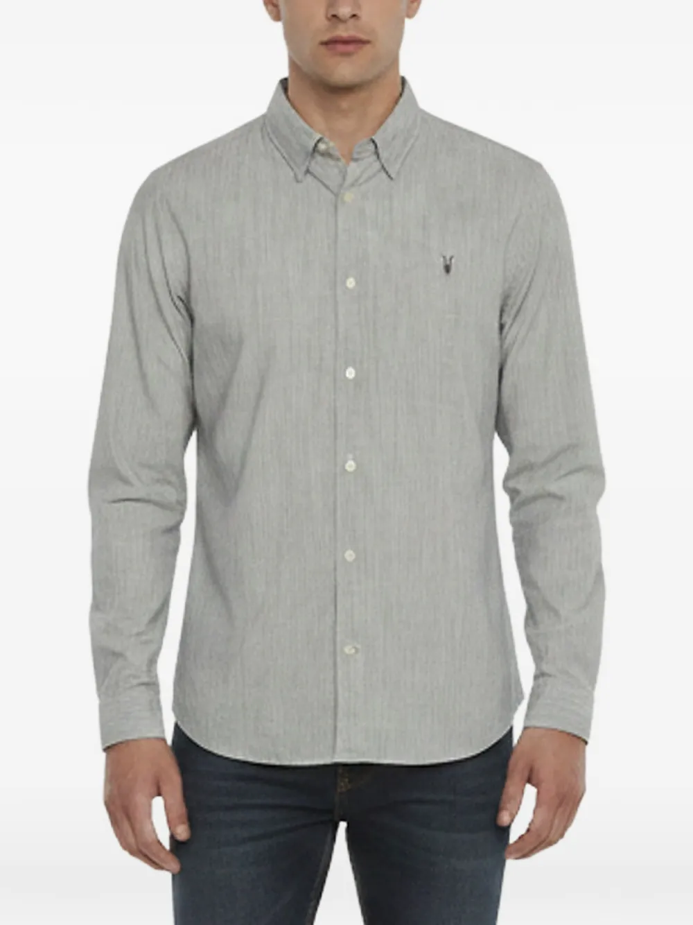AllSaints Bedford striped logo shirt - Grigio