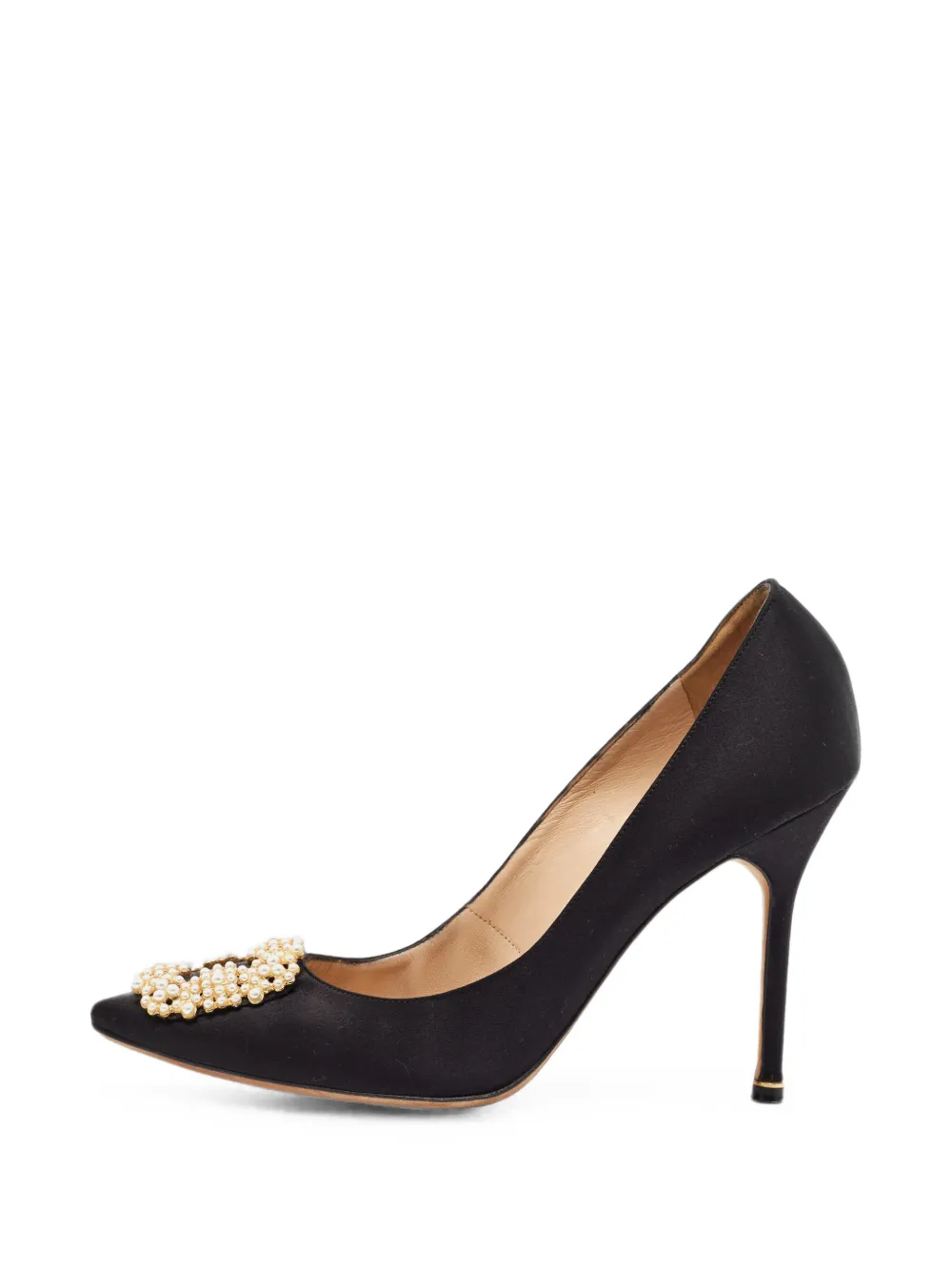 Manolo Blahnik Hangisi pearl-embellished pumps - Schwarz