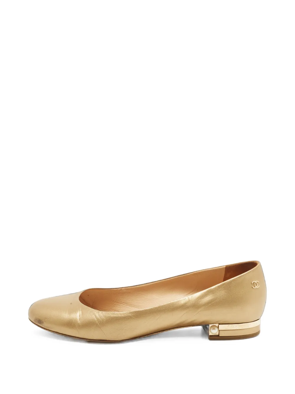 CHANEL Pre-Owned CC faux-pearl ballet flats - Gold