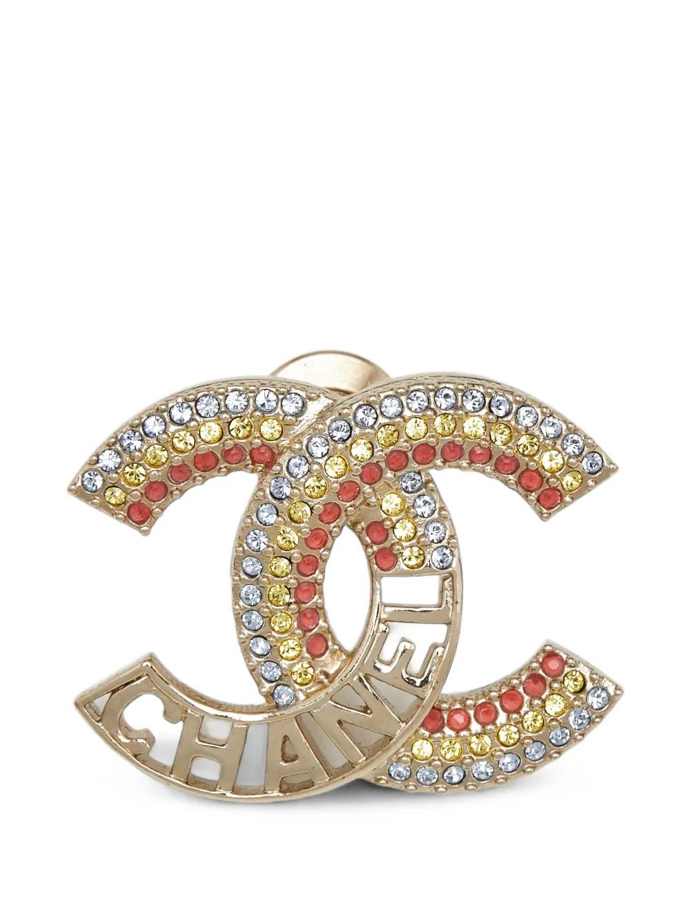 CHANEL Pre-Owned CC crystal brooch - Gold