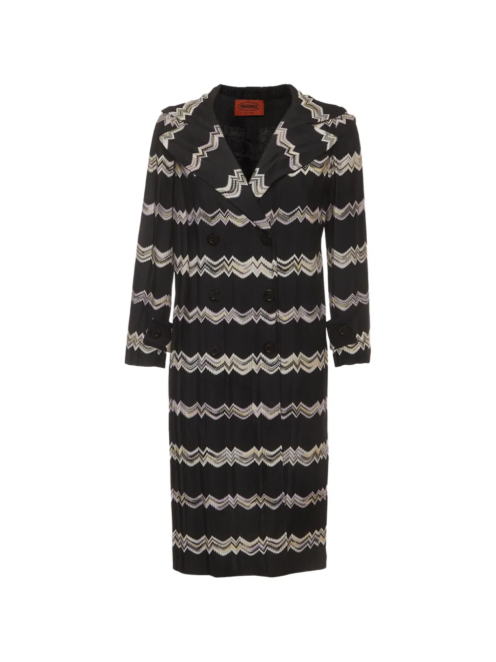 Missoni Pre-Owned chevron-knit double-breasted coat - Schwarz