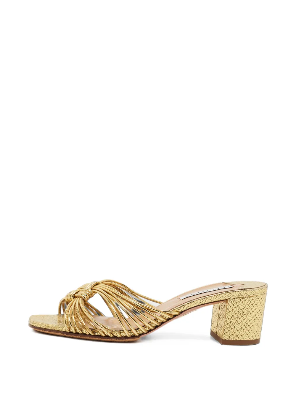 Aquazzura knot-detail block-heel sandals - Oro