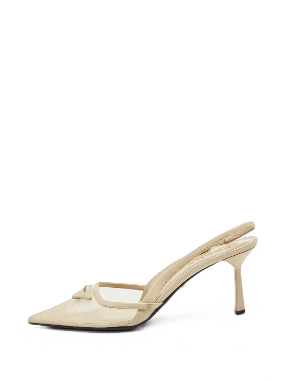 Prada Pre-Owned Triangle-logo mesh pumps - Nude