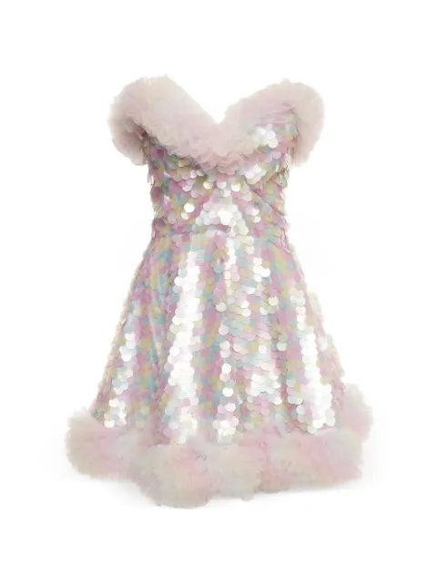 424 sequinned ruffle mini dress