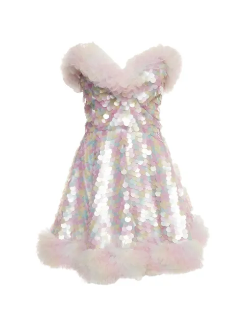 424 sequinned ruffle mini dress