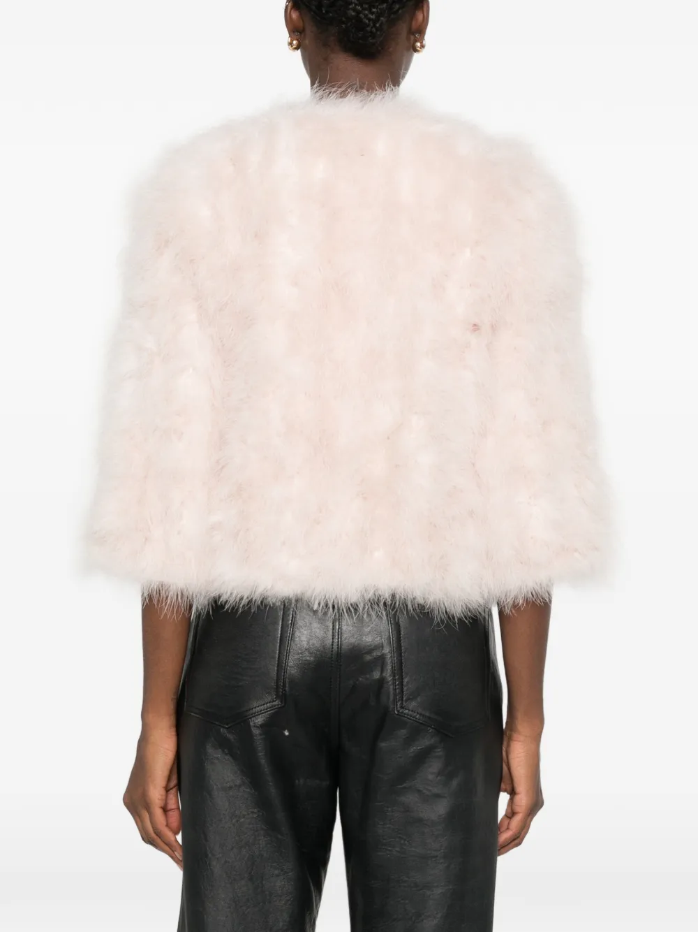 Yves Salomon Jack met veren afwerking Roze