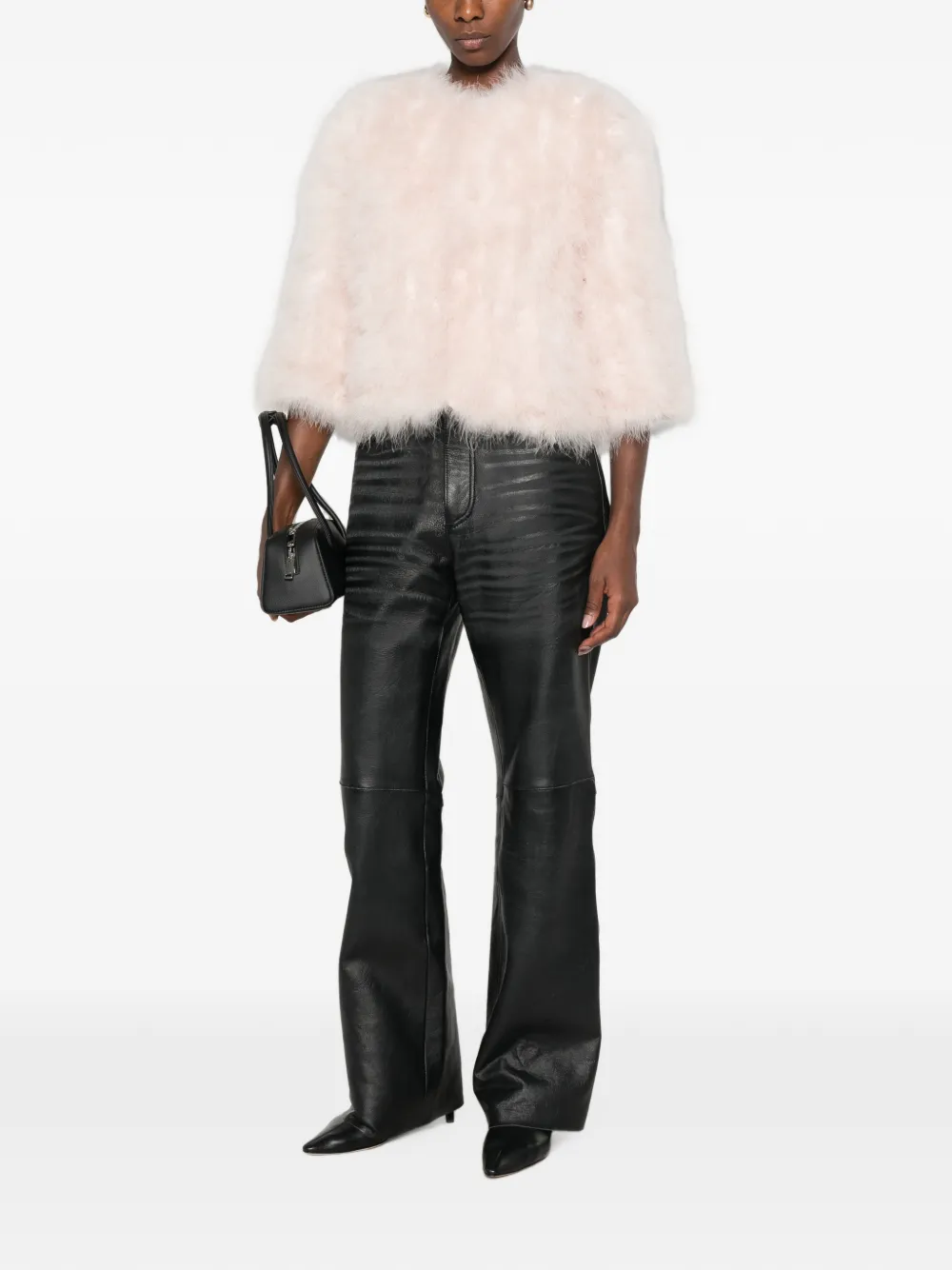 Yves Salomon Jack met veren afwerking Roze