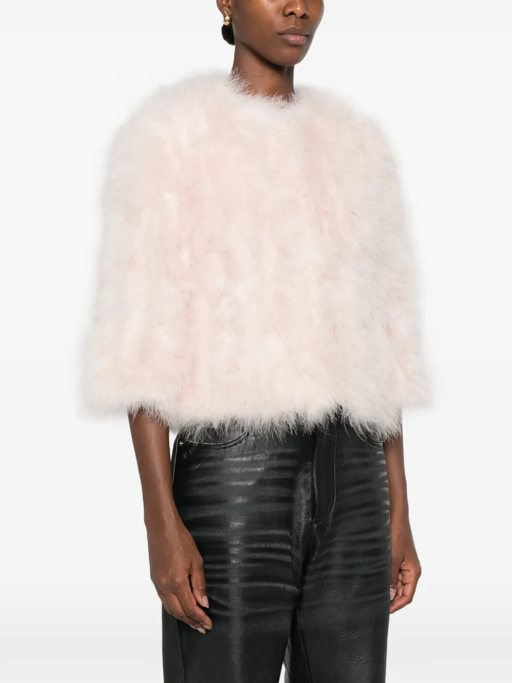 Yves Salomon Jack met veren afwerking Roze