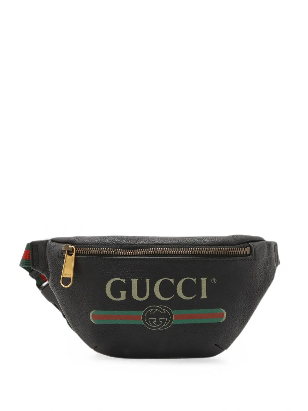 Gucci Pre-Owned 2000-2015 Small Grained Calfskin Web Logo belt bag - Nero