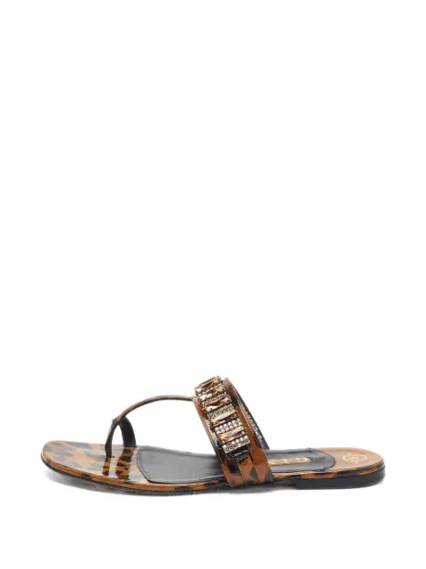 Gina sandalias con detalles de cristal y estampado de leopardo