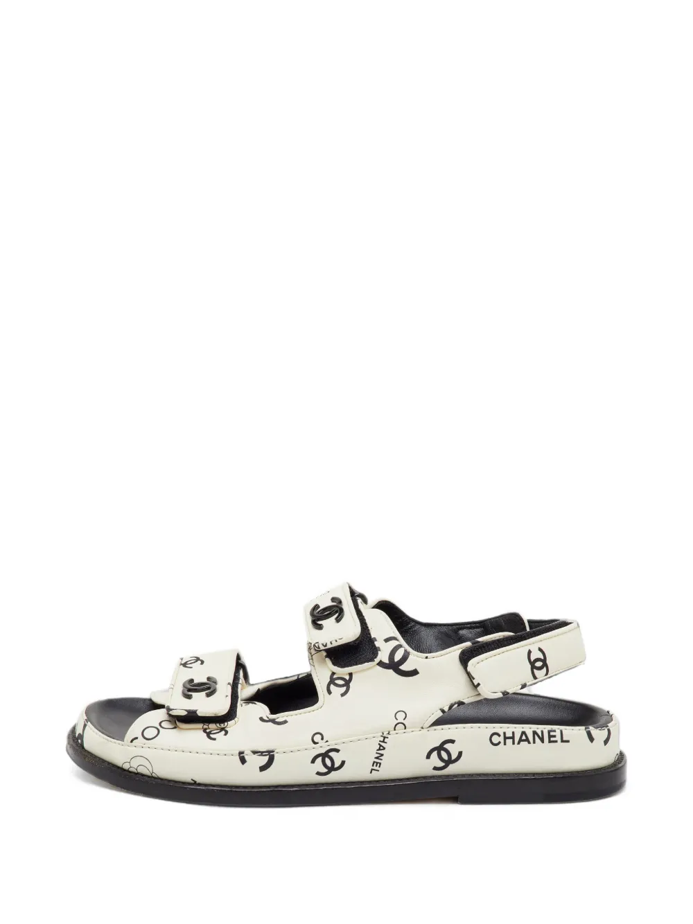 CHANEL Pre-Owned CC-motif touch-strap sandals - Nude