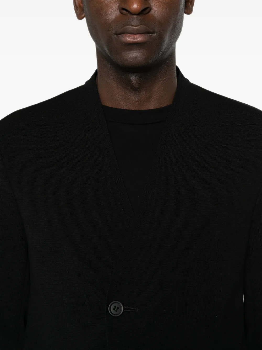 CFCL single-breasted collarless jacket Zwart