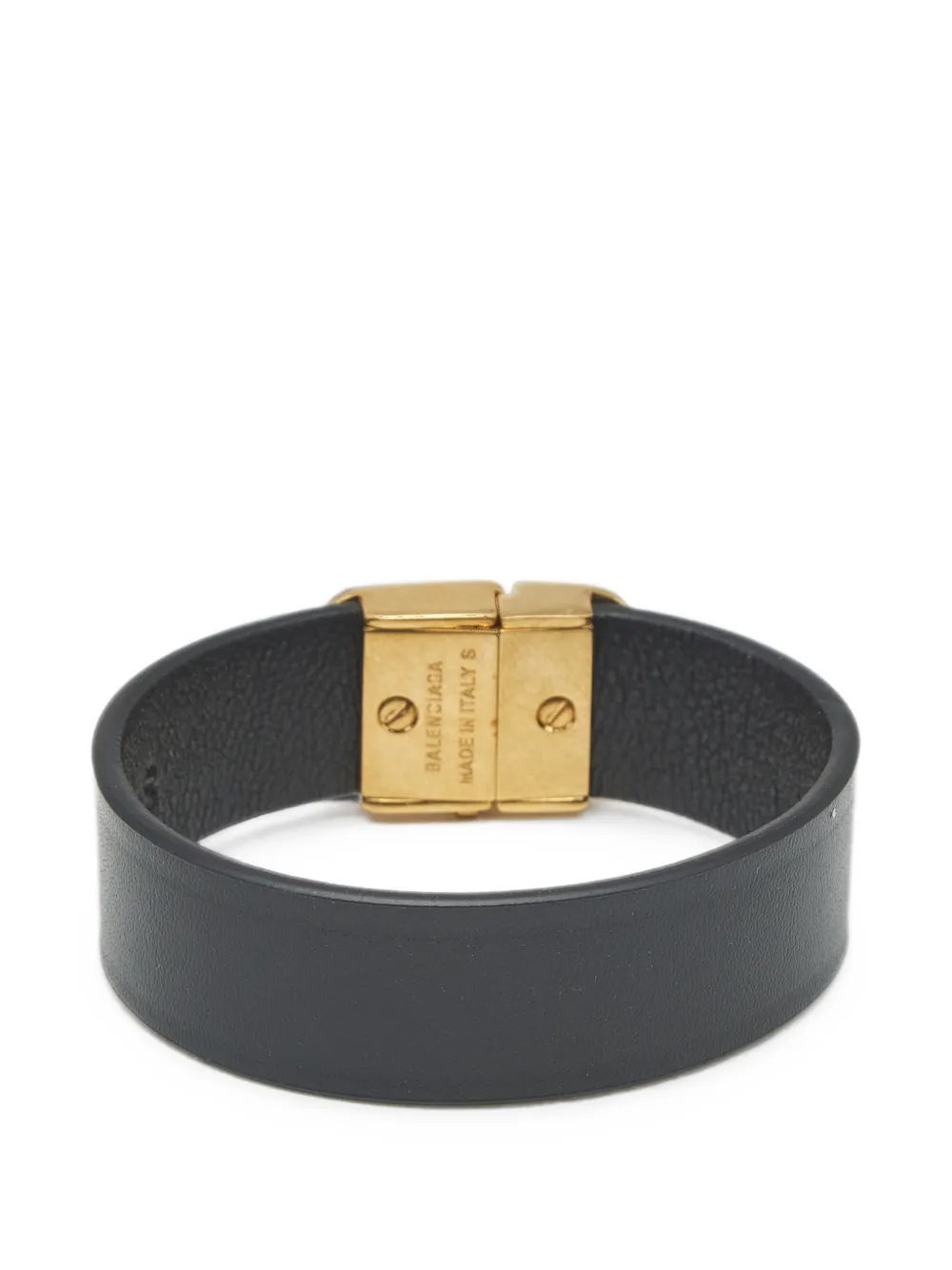 Balenciaga Pre-owned BB Logo Leather Bracelet in Black, view 2